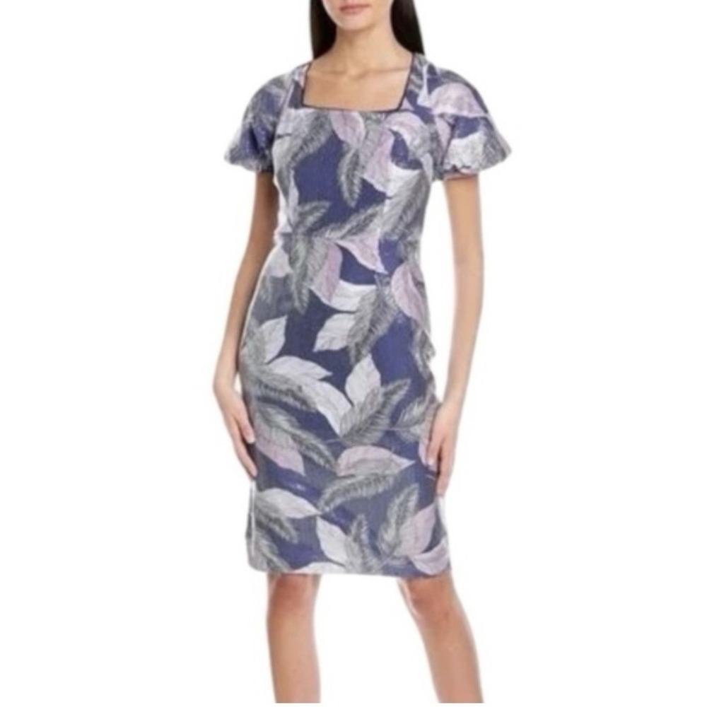 JS Collections Dress Womens 14 Amanda Shift Purple Floral‎ Sequin Formal Event